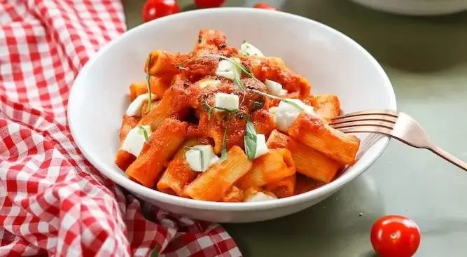 Rigatoni-tomato-basil-mozzarella-pasta-dish-picture